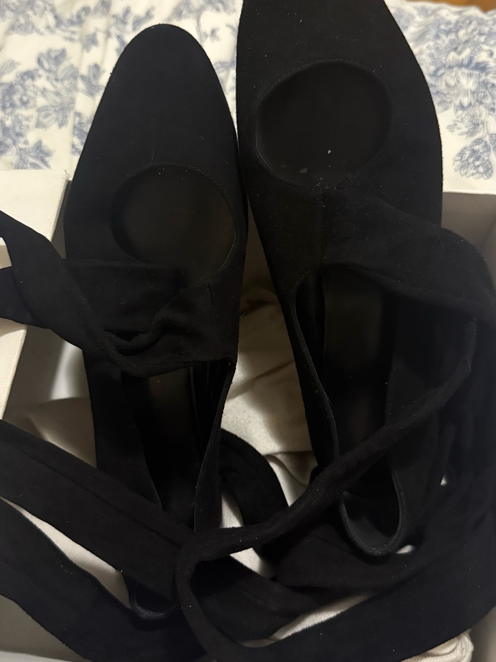 the row elodie suede lace up ballet flats